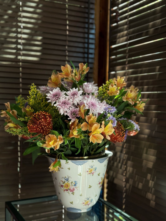 Blue Floral Bouquet Vase